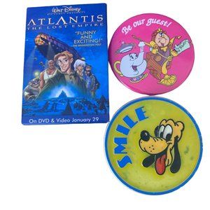 Vintage Disney Pins Buttons Pinbacks Atlantis Pluto Beauty and the Beast